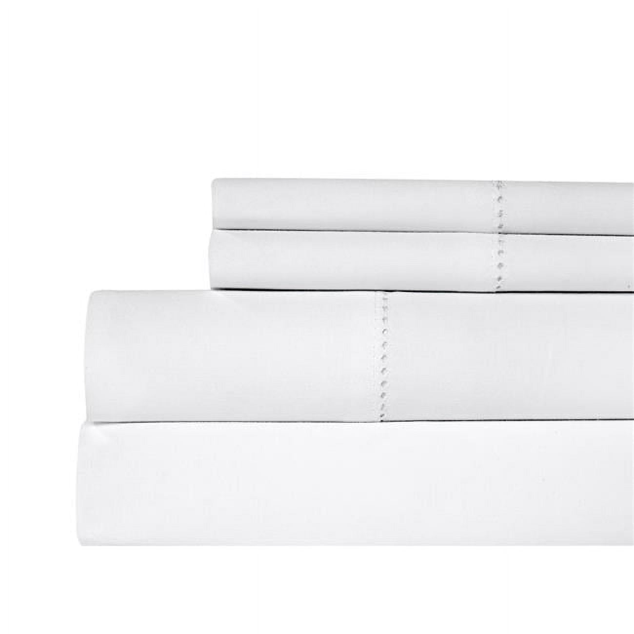 Hem-500ctn-wht-qn Hemstitch 500 Thread Count 100 Percent Cotton Sheet Set - Queen - White
