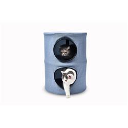 4313201 24 In. Tall X 18 In. Round Large Blue 2 Story Cat Condo