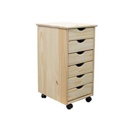 69600 Solid Wood 6 Drawer Roll Unfinished Cart