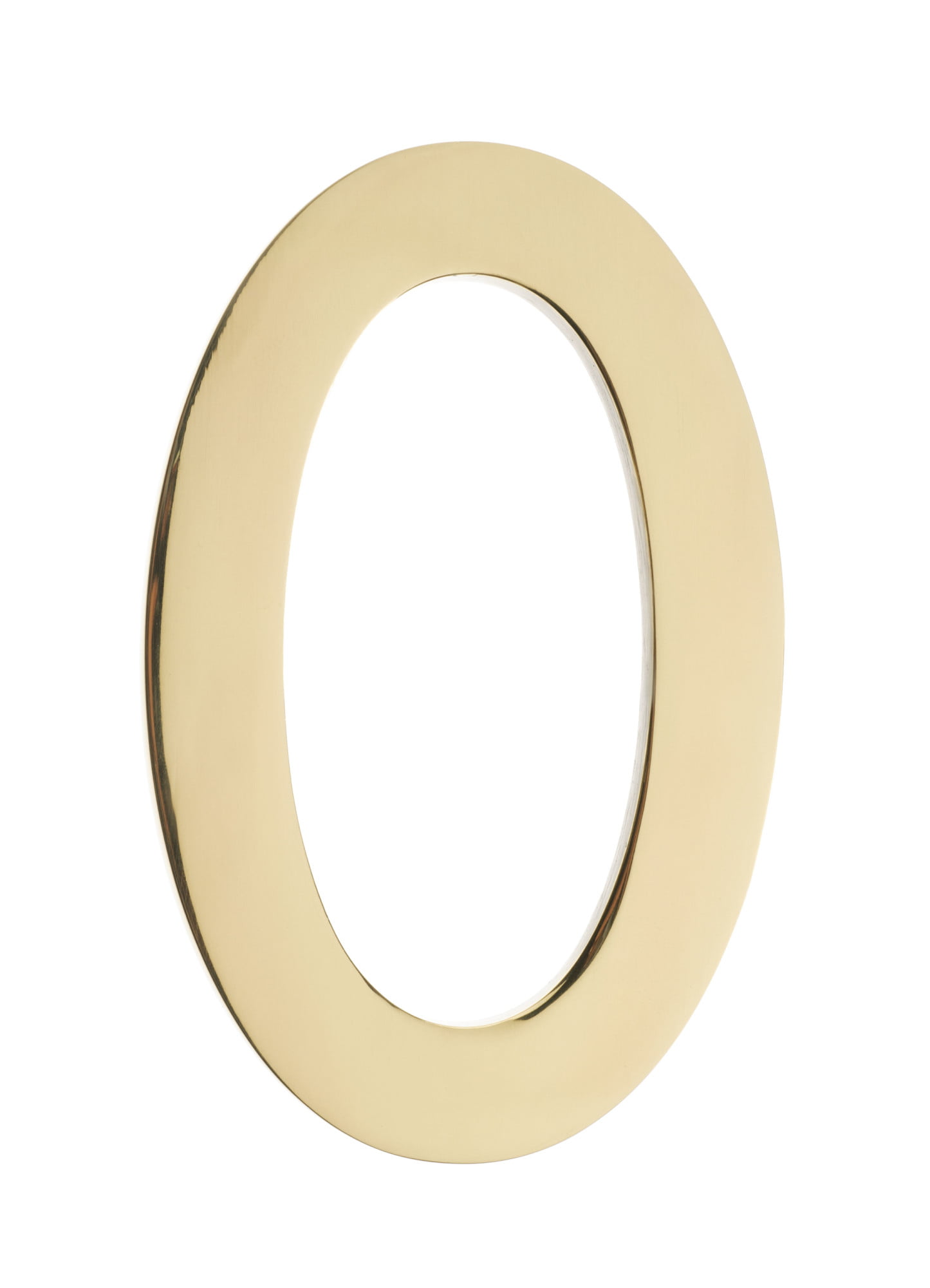 Floating House Number 0, Polished Brass - 4 In.