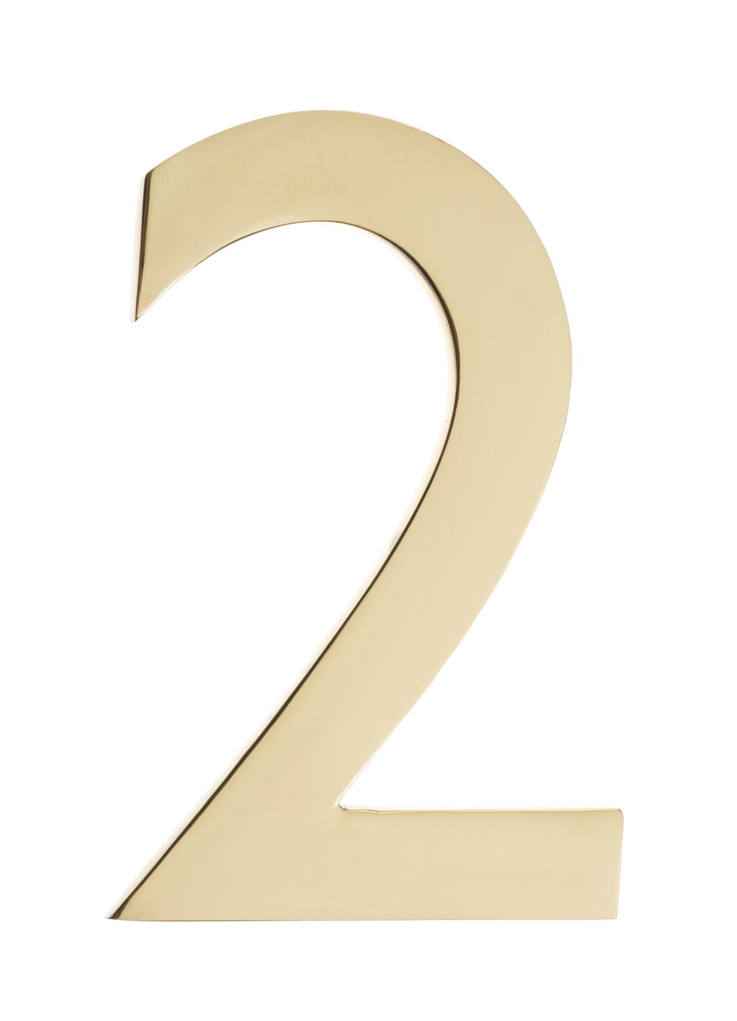 Floating House Number 2, Polished Brass - 4 In.