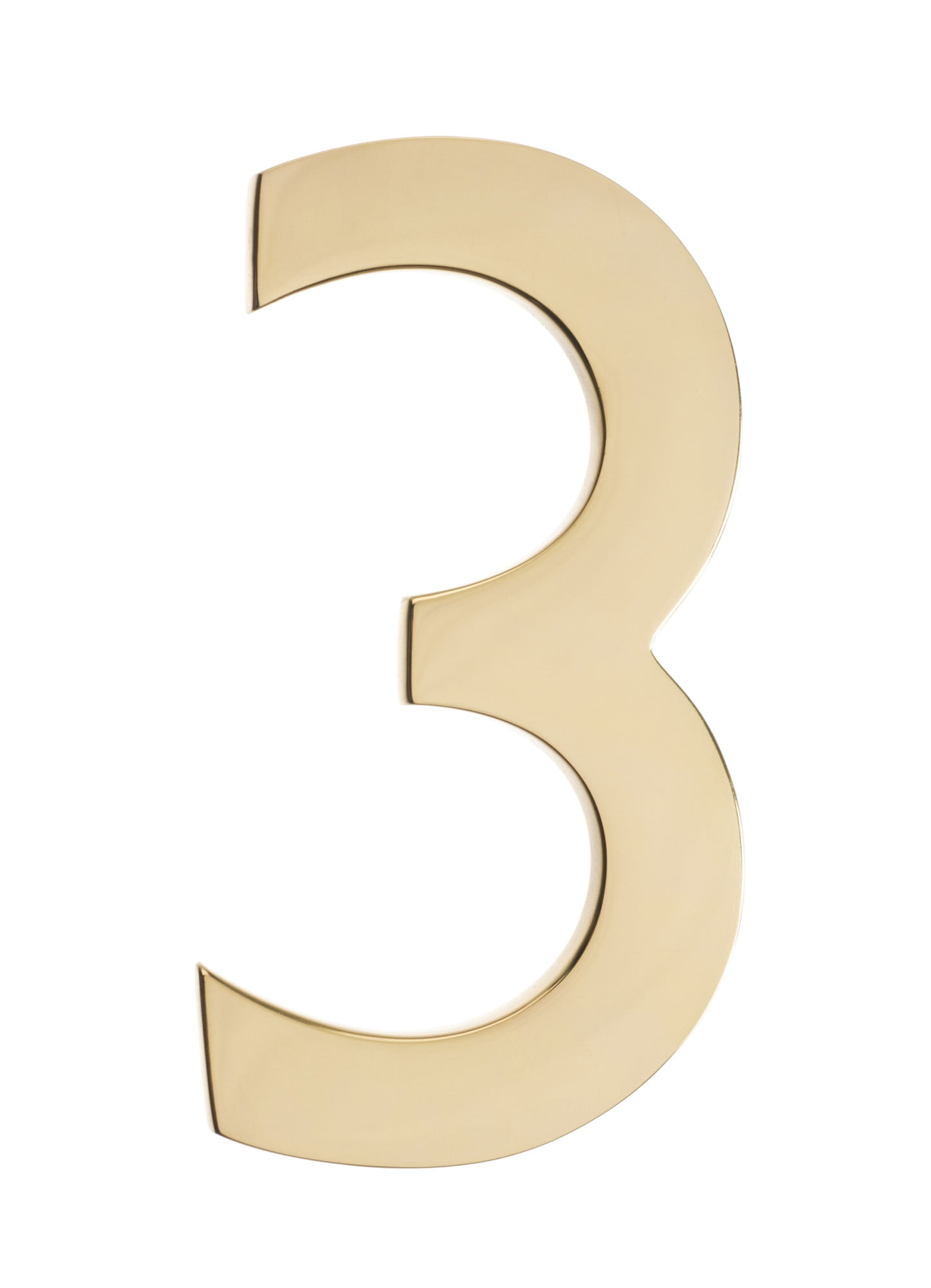 3582pb-3 Floating House Number 3, Polished Brass - 4 In.