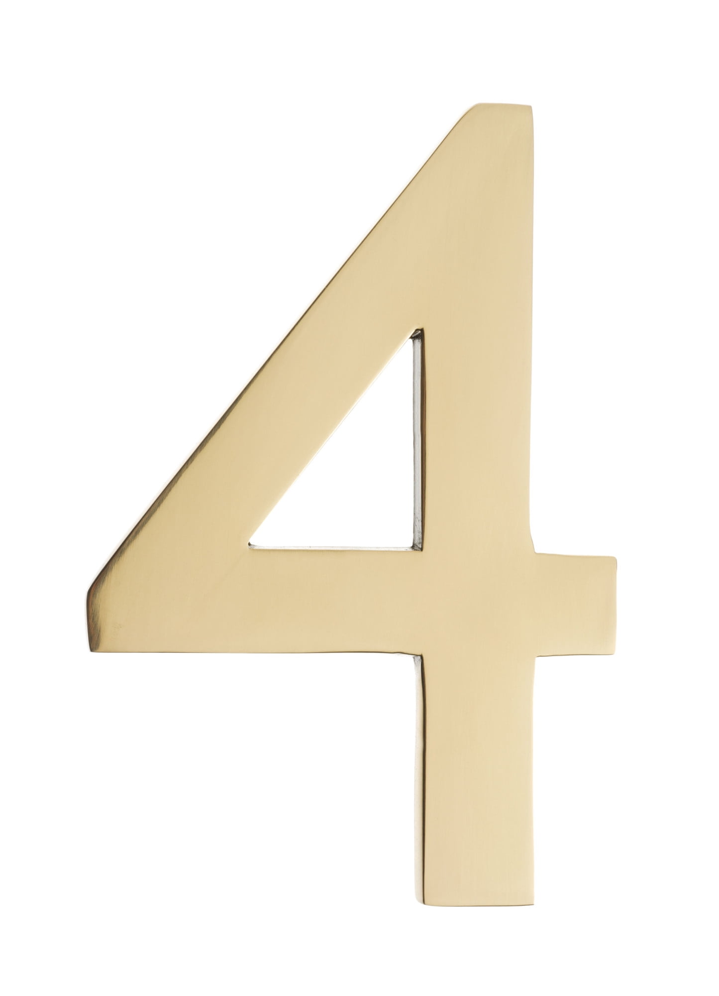 3582pb-4 Floating House Number 4, Polished Brass - 4 In.