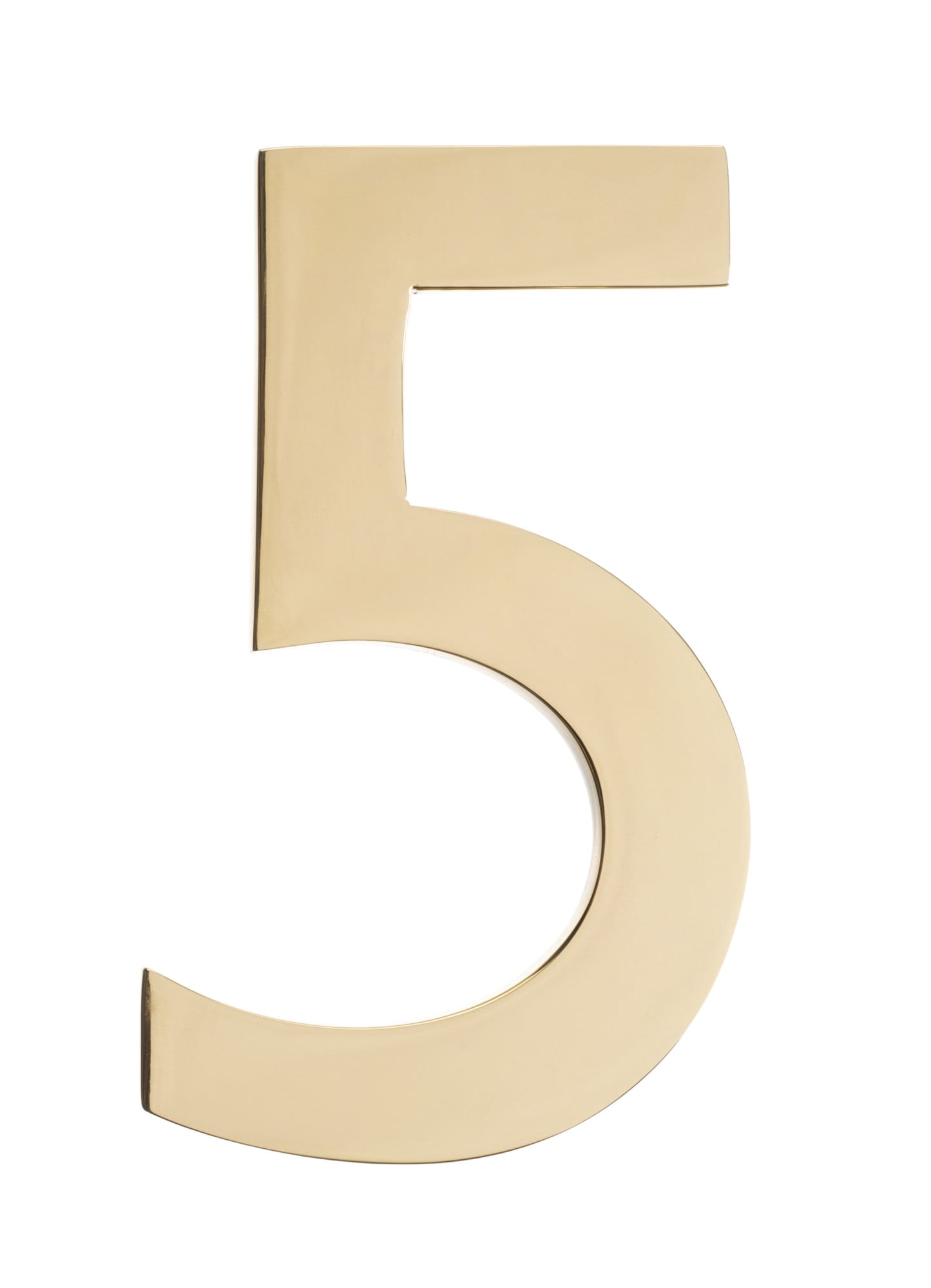3582pb-5 Floating House Number 5, Polished Brass - 4 In.
