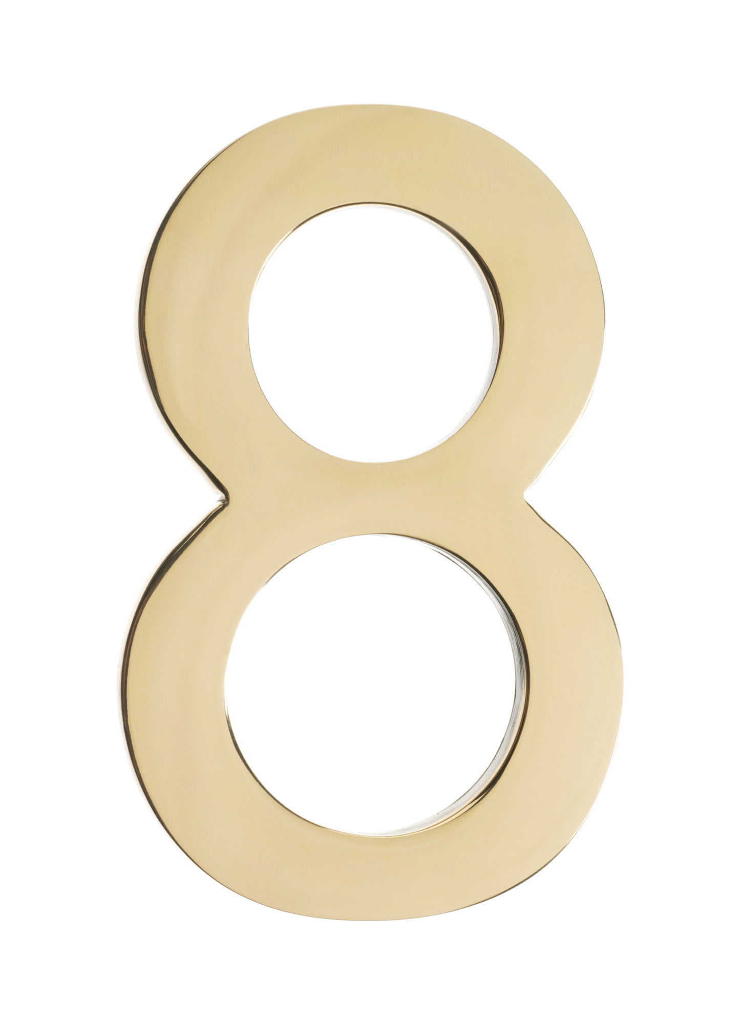 Floating House Number 8, Polished Brass - 4 In.