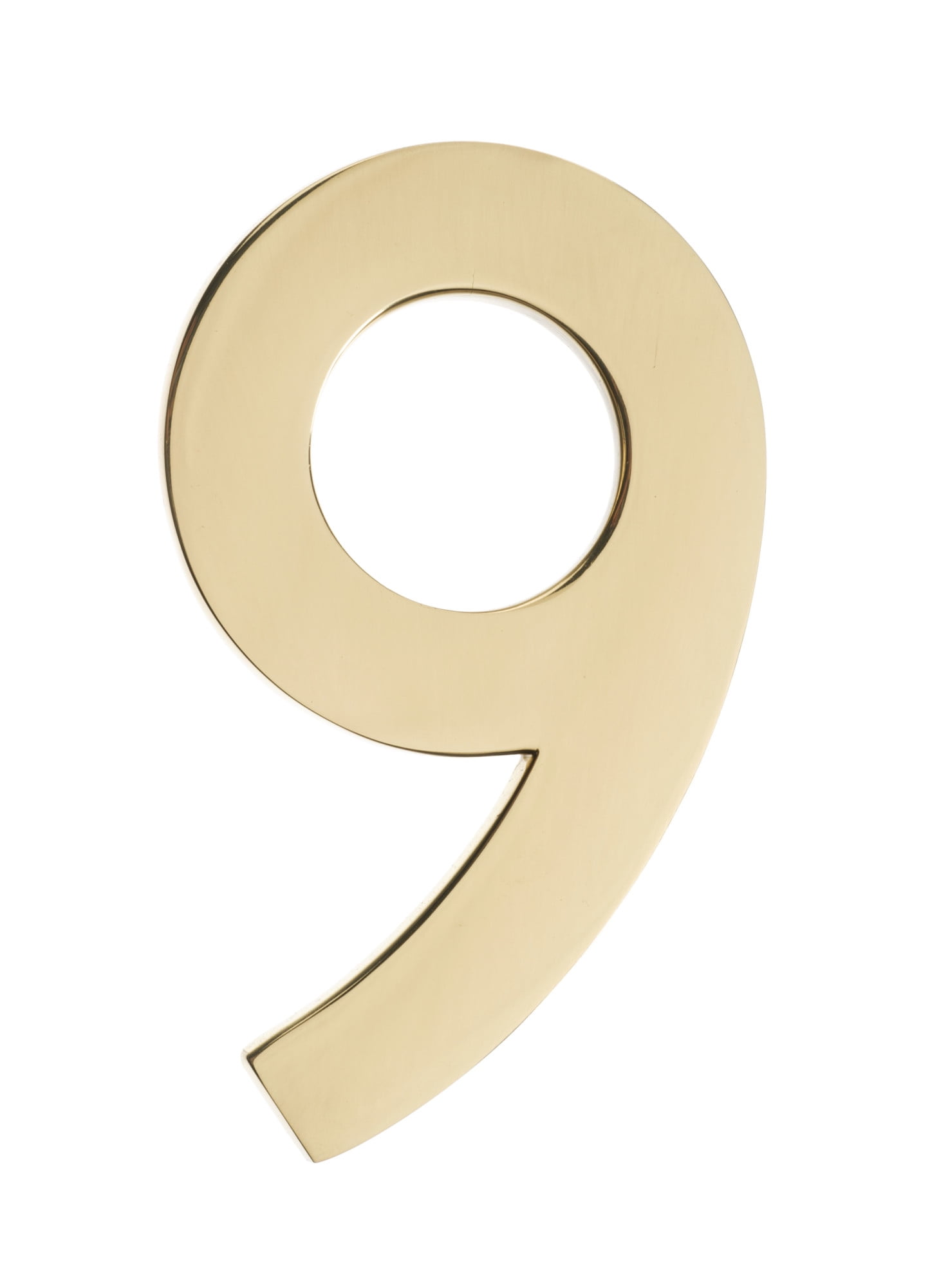 Floating House Number 9, Polished Brass - 4 In.