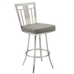 Lccl26swbagrb201 Cleo Modern Swivel Barstool In Gray And Stainless Steel - 26 In.