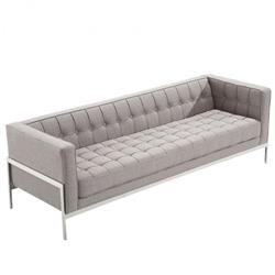 Andre Contemporary Sofa In Gray Tweed And Stainless Steel