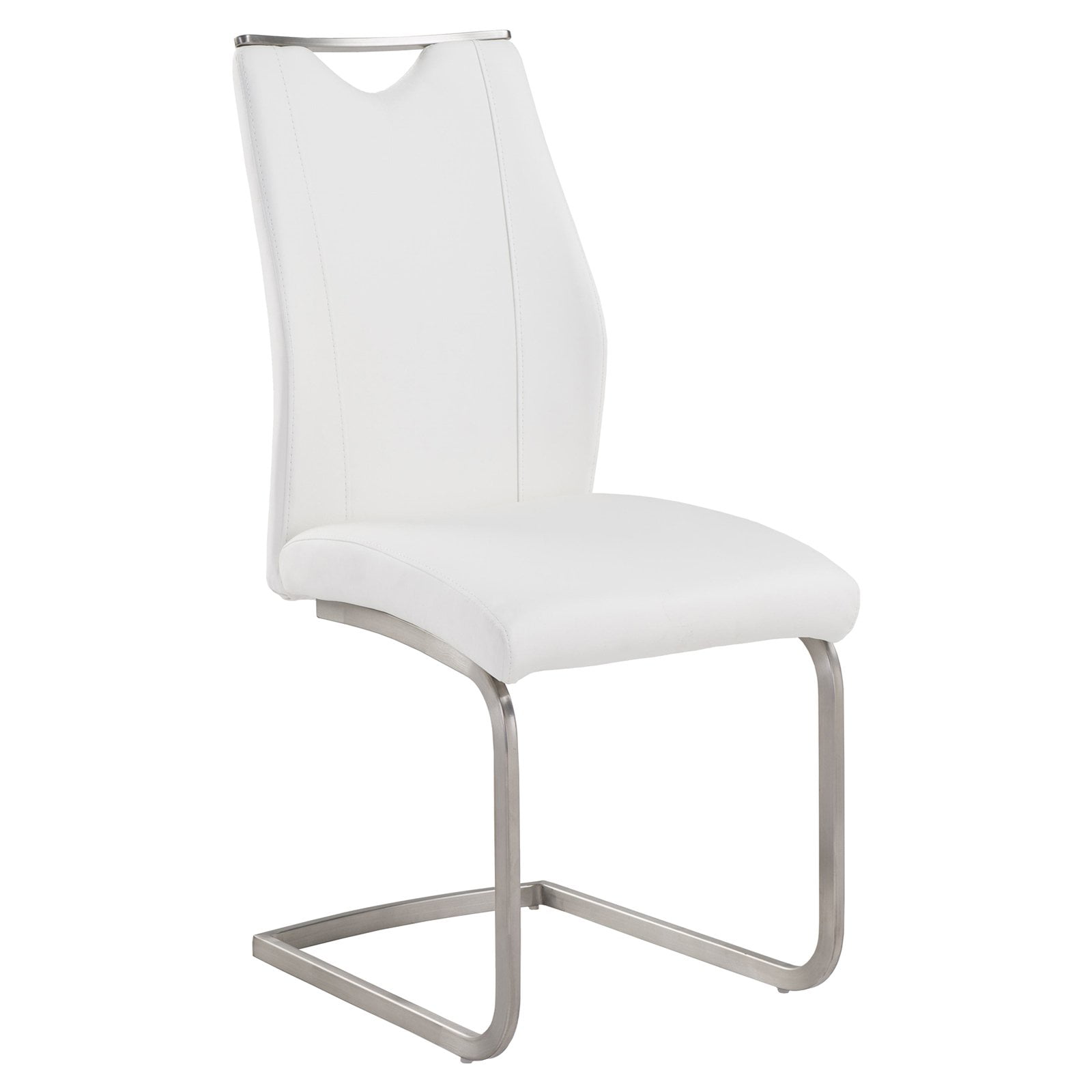 Bravo Contemporary Side Chair In White And Stainless Steel