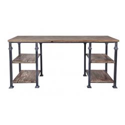 Lclmdesbpi Liam Desk In Industrial Grey & Pine Wood Top