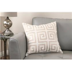 Lcpila20beige Laguna Contemporary Decorative Feather & Down Throw Pillow In Beige Applique Embroidery Fabric - 20 X 20 X 7 In.