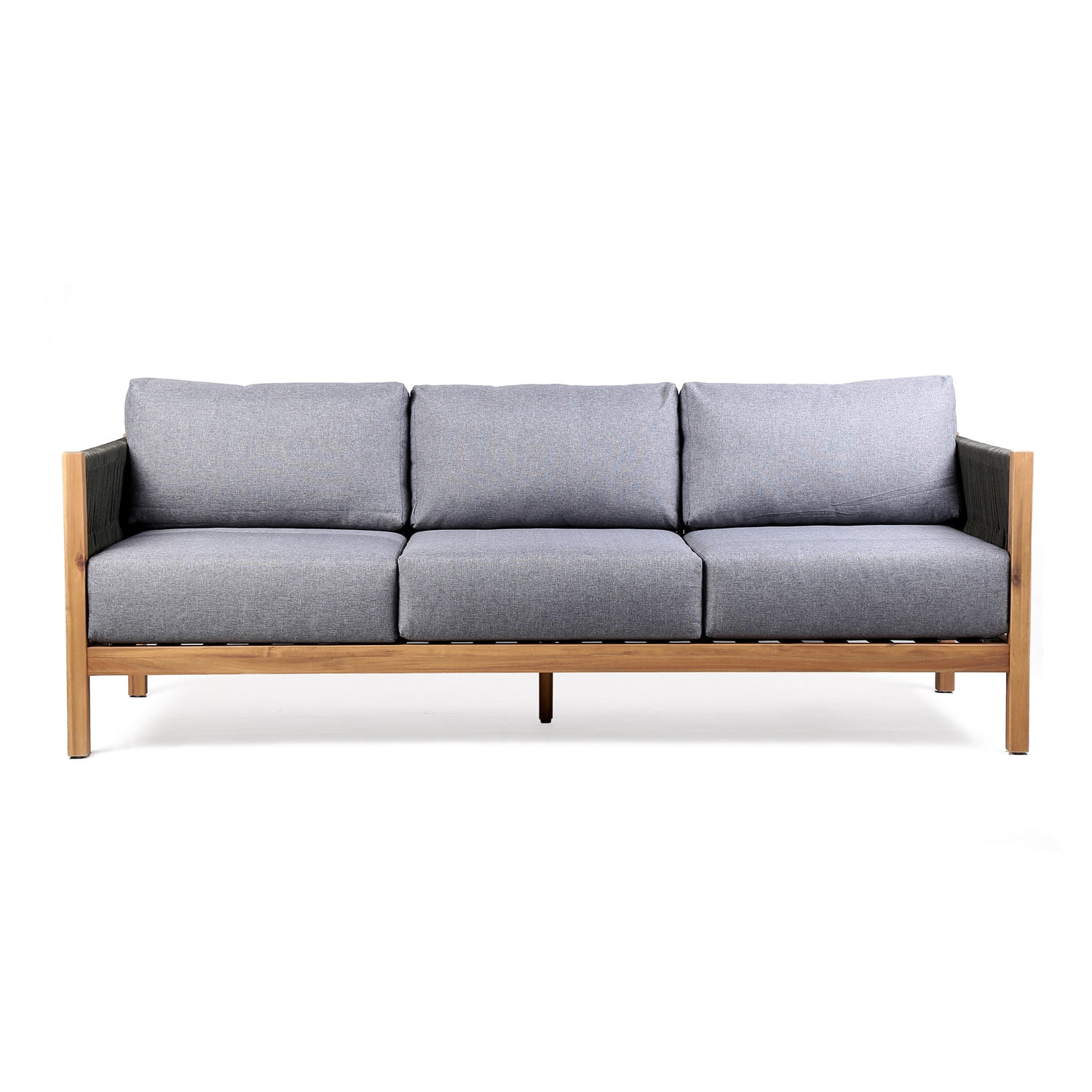 Lcsisowdtk 81 In. Sienna Outdoor Patio Sofa In Acacia Wood With Teak & Fabric, Gray