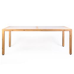 Lcsiditeak 30 In. Sienna Outdoor Patio Coffee Table In Acacia Wood With Center Stone, Teak & Gray