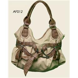 Af012 Women Shoulder Decorative Belt Handbag, Beige - Abi