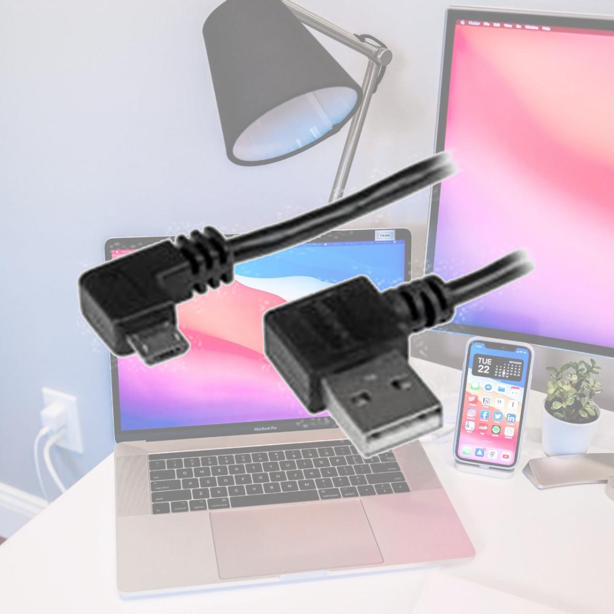 Picture of StarTech.com USB2AUB2RA2M 2m Micro-USB Cable with Right-Angled Connectors