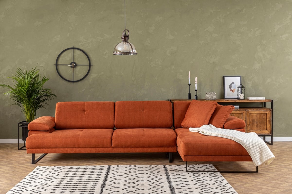 560ARE1214 68.5 x 32.68 x 107.87 in. Mustang Small Right Corner Sofa - Orange