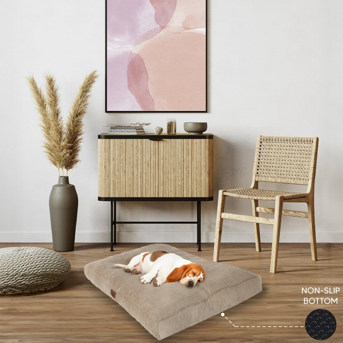 954JNG1144 3.94 x 27.56 x 39.37 in. Max Dog Pet Bed - Beige - Extra Large