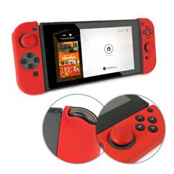 Tuff Luv I10-64 Nintendo Switch Anti-slip Silicone Protective Case For Joy-con Controller With Thumb Grips Caps 2 Parts - Red