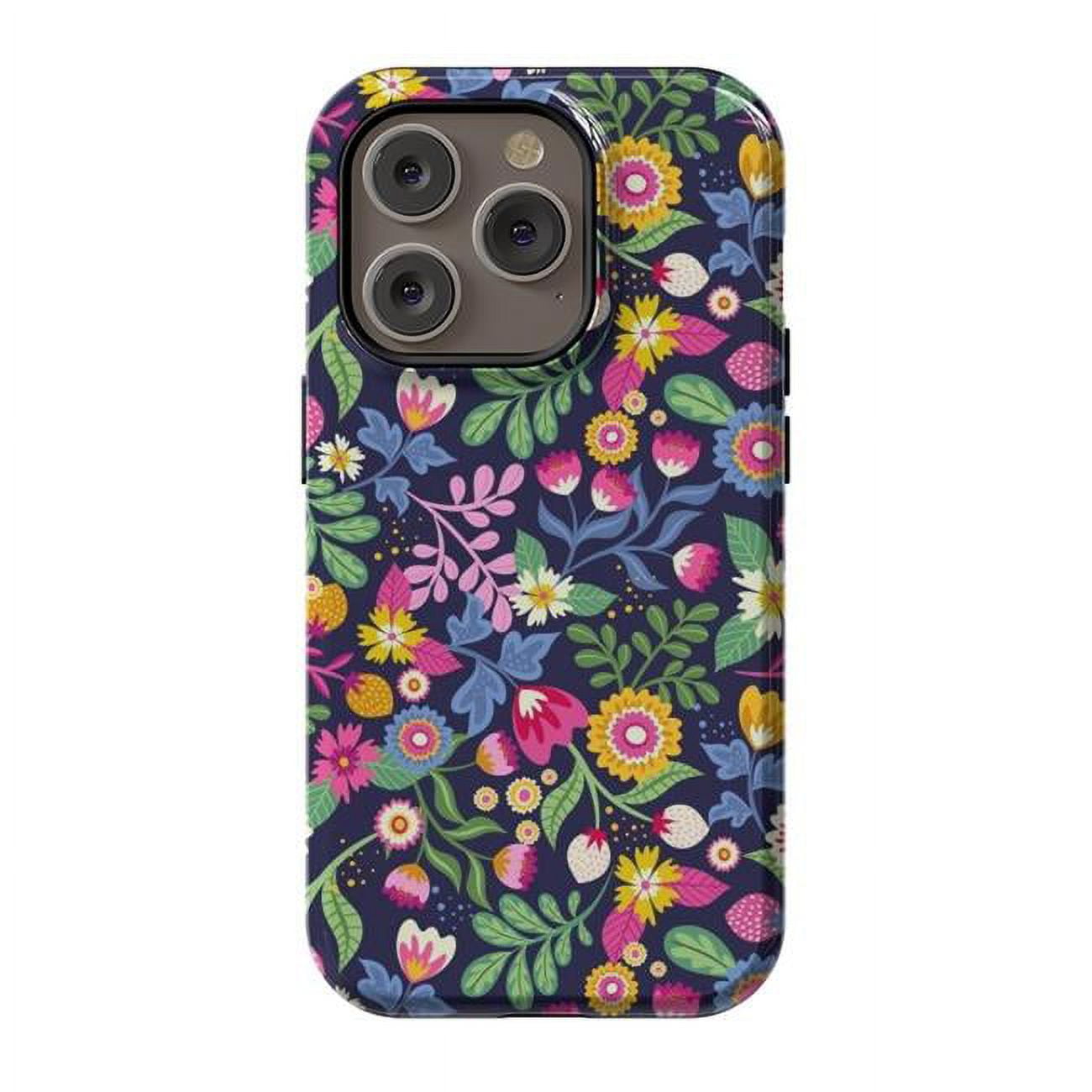 StrongFit Designer Cases for iPhone 14 Pro, Orange - Bright Flowers