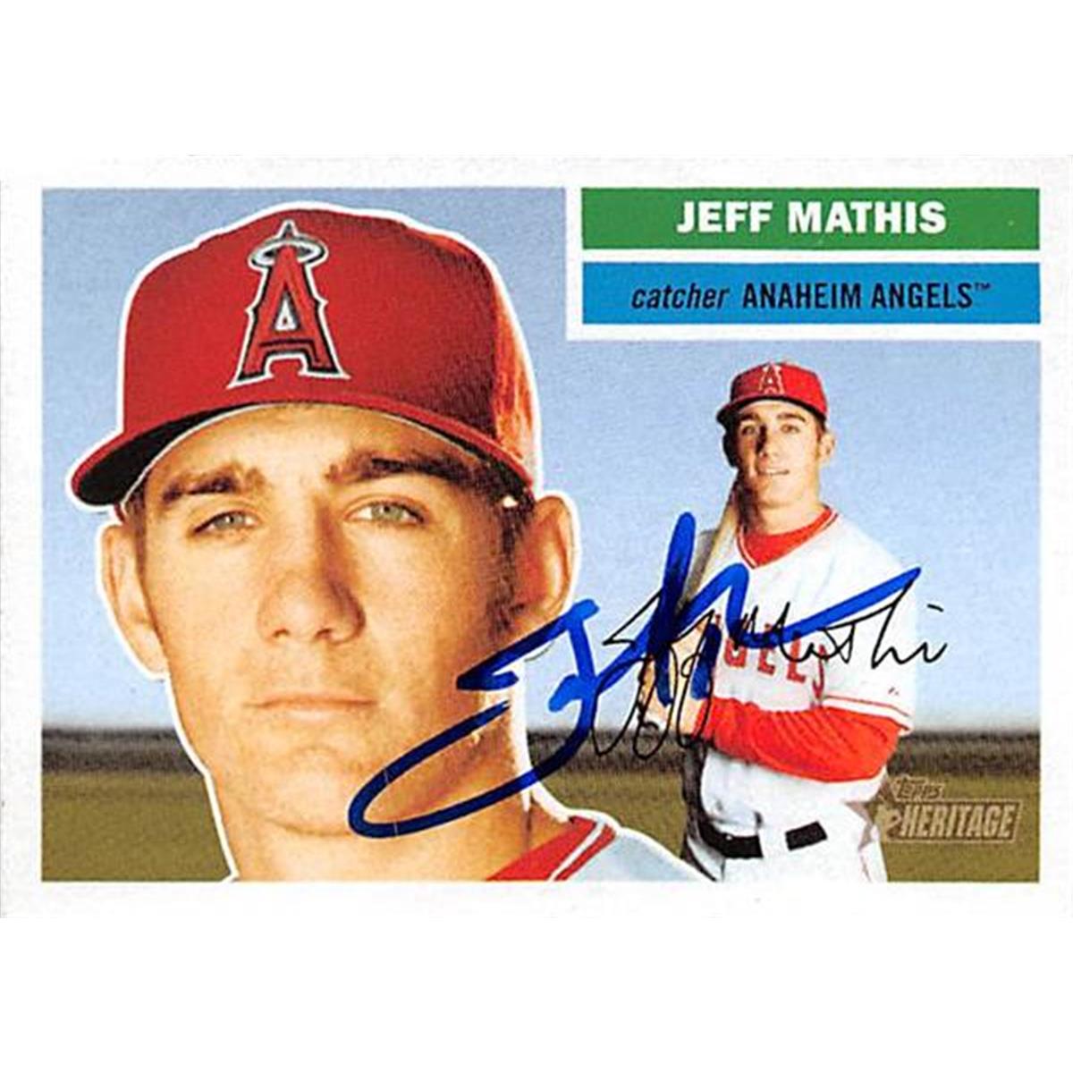 366065 Jeff Mathis Autographed Baseball Card - 2005 Topps Heritage-112