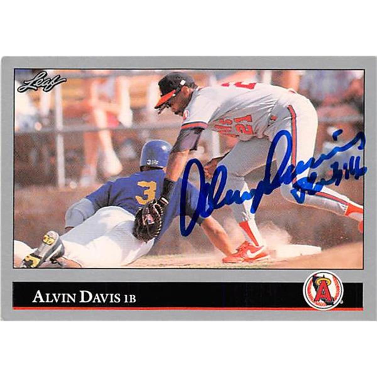 365713 Alvin Davis Autographed Baseball Card - 1992 Leaf 168