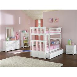 Ab55152 Columbia Bunkbed With Urban Trundle Bed - White, Twin Over Twin Size