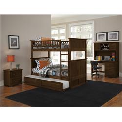 Ab59154 Nantucket Bunkbed With Urban Trundle Bed - Antique Walnut, Twin Over Twin Size