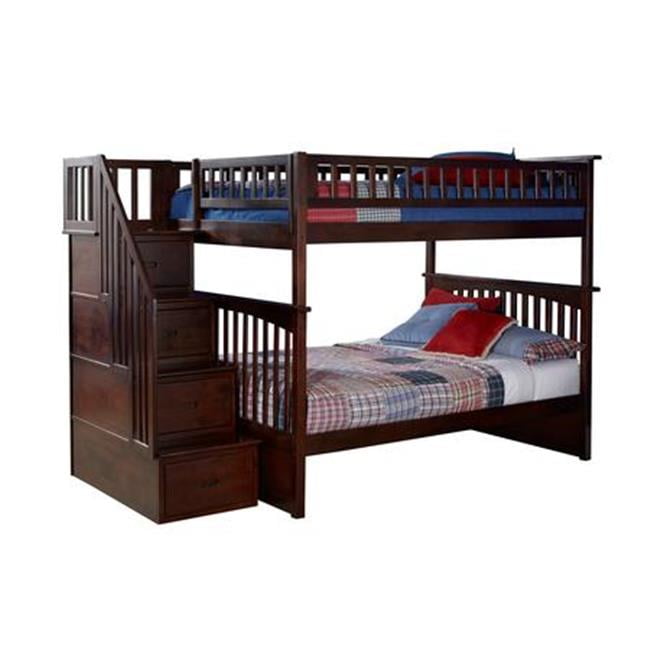 Ab55804 Columbia Stair Bunkbed, Full Over Full Size - Antique Walnut