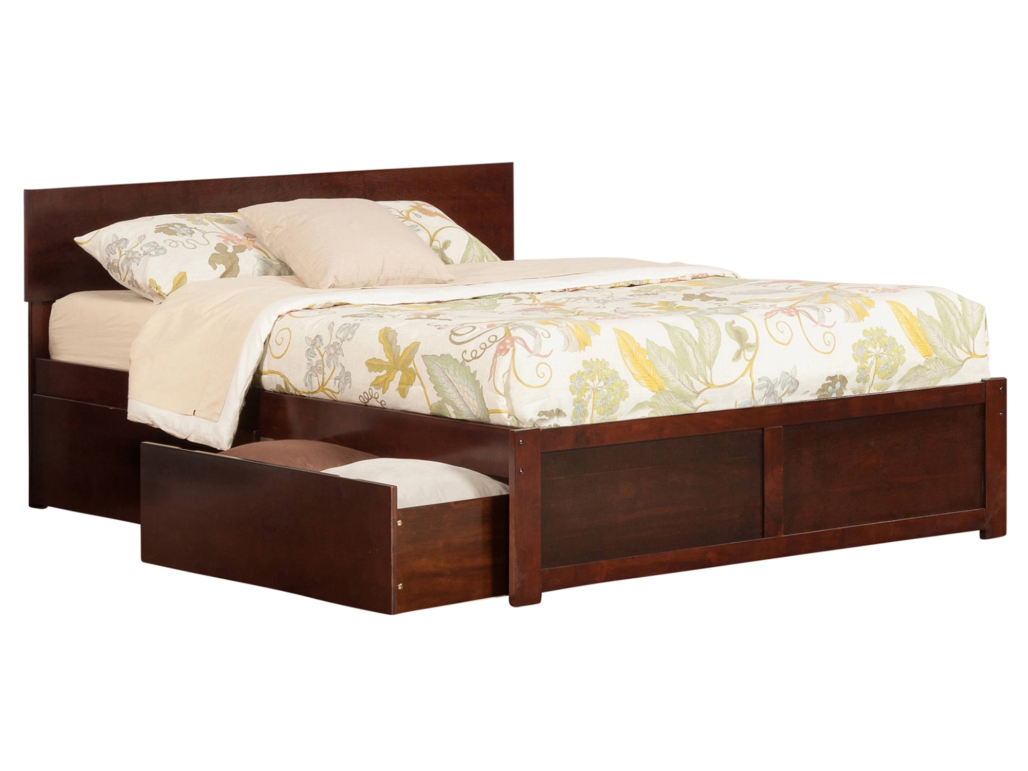Ar8152114 Orlando Flat Panel Foot Board With Urban Bed Drawers, Antique Walnut - King
