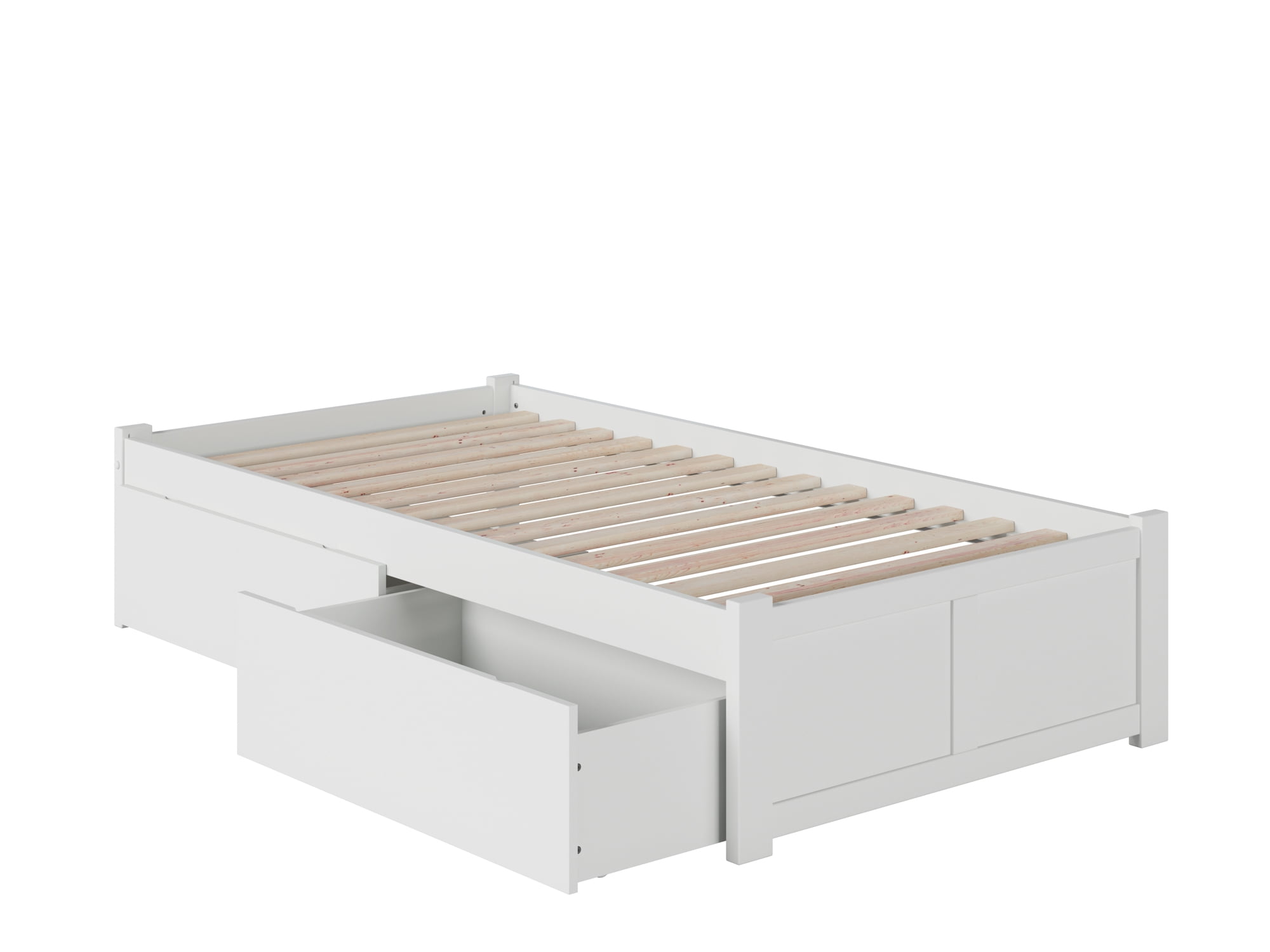 Ar8012112 Concord Flat Panel Foot Board With Urban Bed Drawers, White - Twin Extra Large