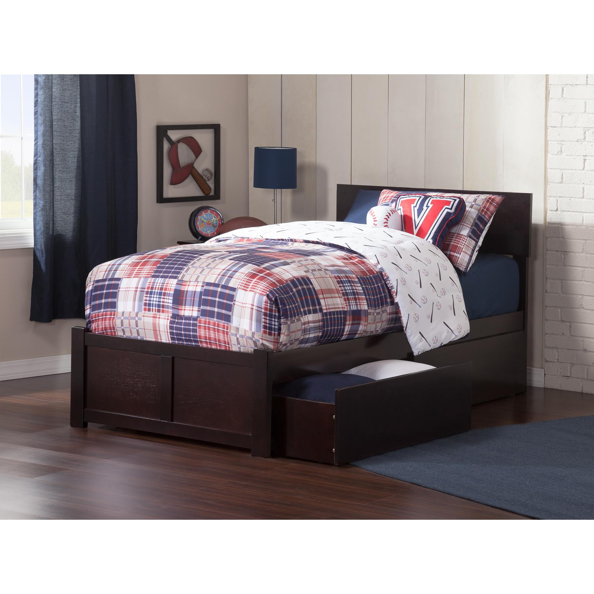 Ar8112111 Orlando Flat Panel Foot Board With Urban Bed Drawers, Espresso - Twin Extra Large
