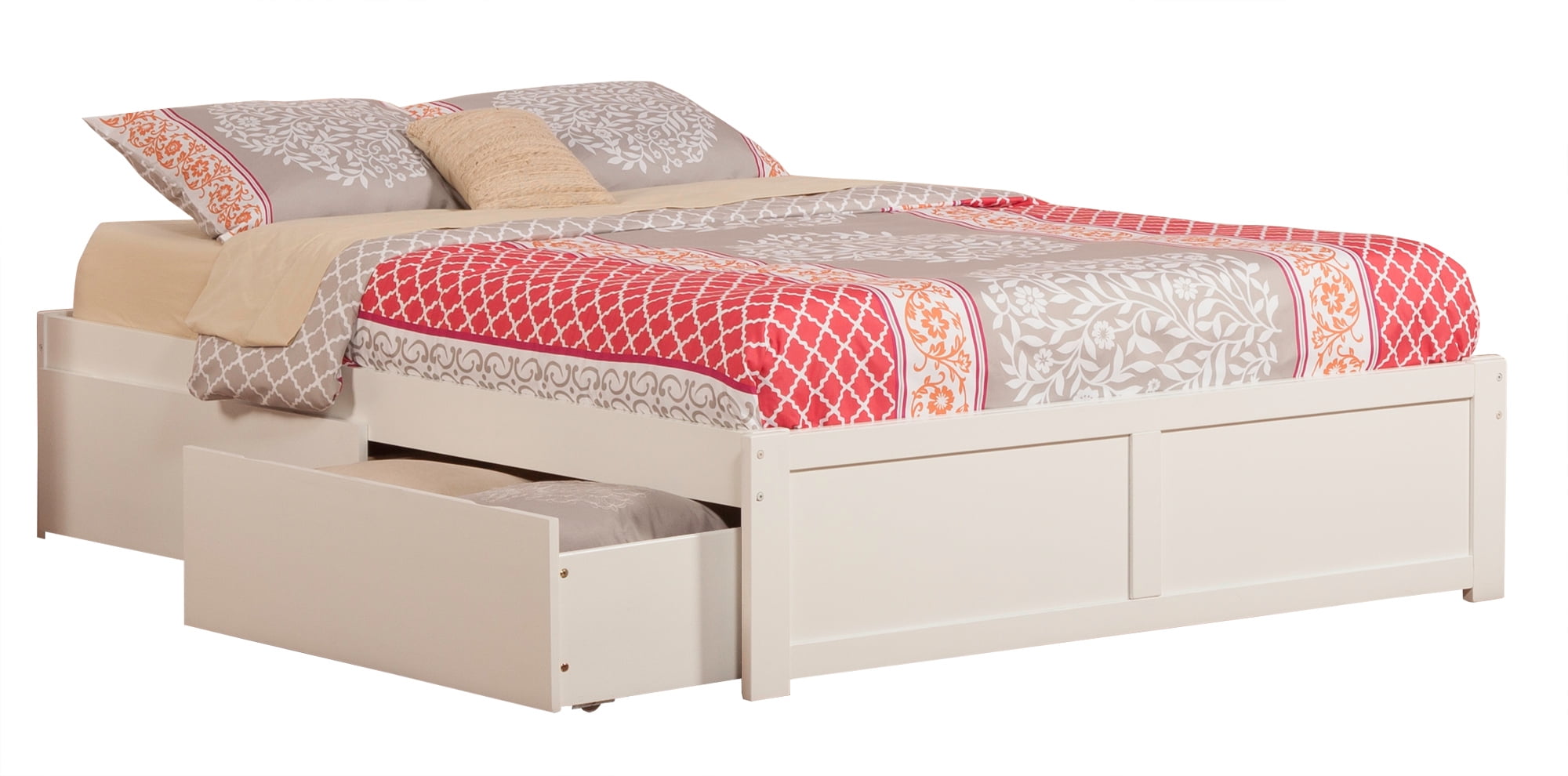 Ar8052112 Concord Flat Panel Foot Board With Urban Bed Drawers, White - King