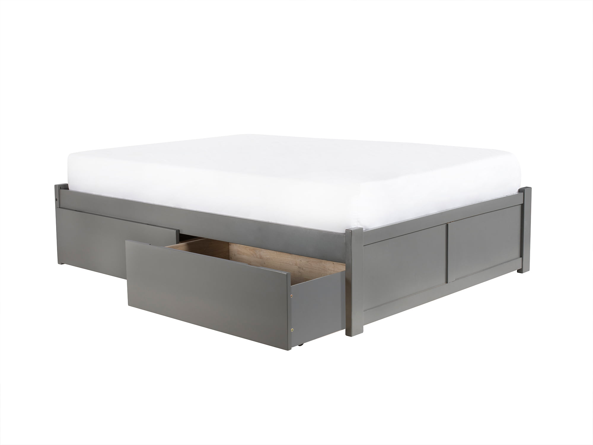 Ar8032119 Concord Full Platform Bed With Flat Panel Foot Board & 2 Urban Bed Drawers - Grey
