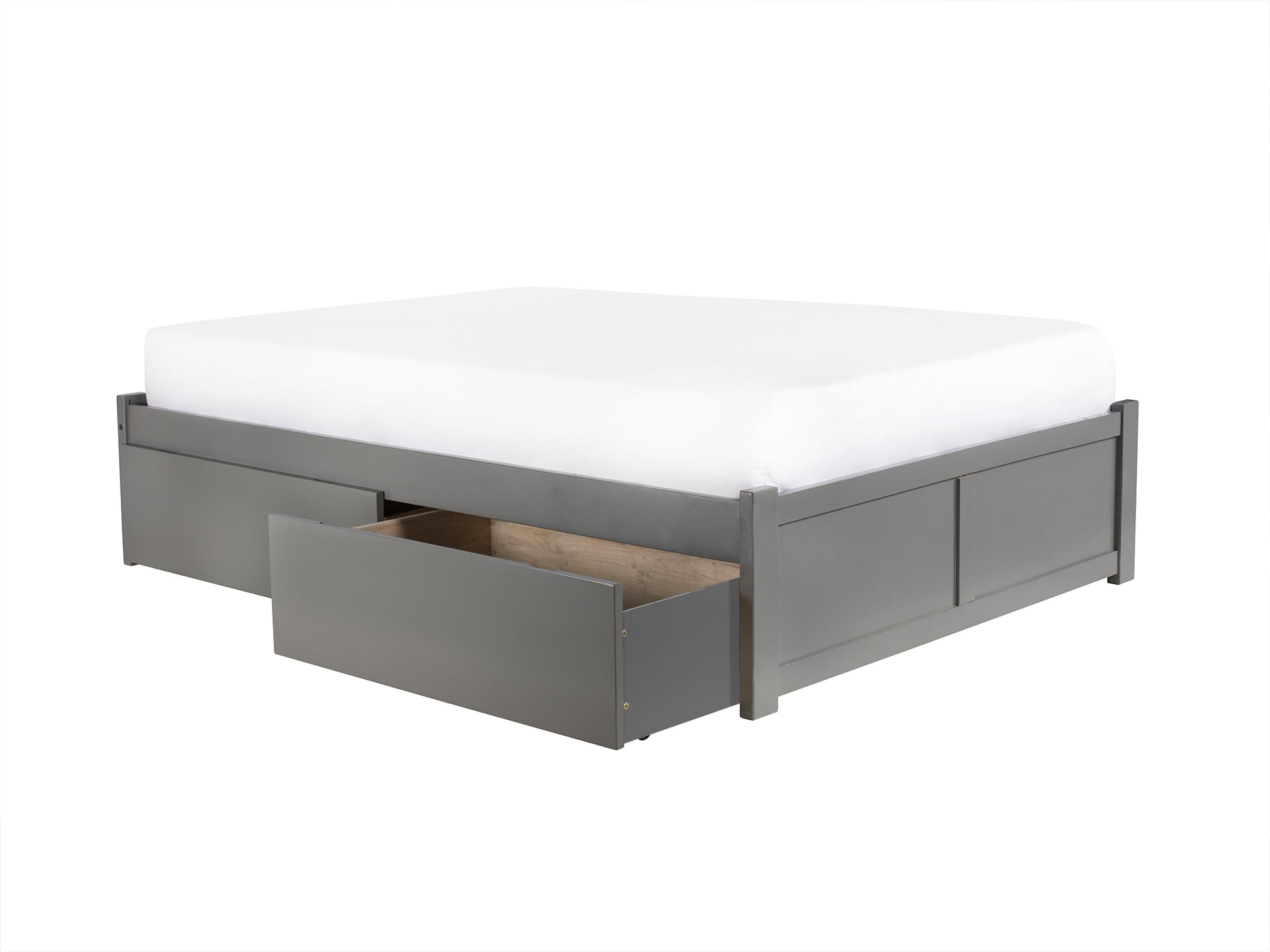Ar8042119 Concord Queen Platform Bed With Flat Panel Foot Board & 2 Urban Bed Drawers - Grey