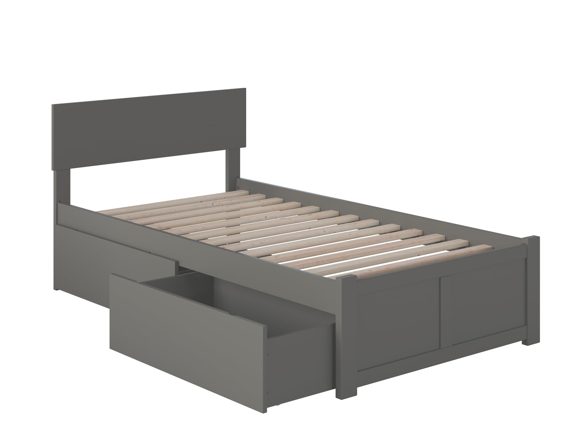 Ar8112119 Orlando Twin Extra Large Platform Bed With Flat Panel Foot Board & 2 Urban Bed Drawers - Grey