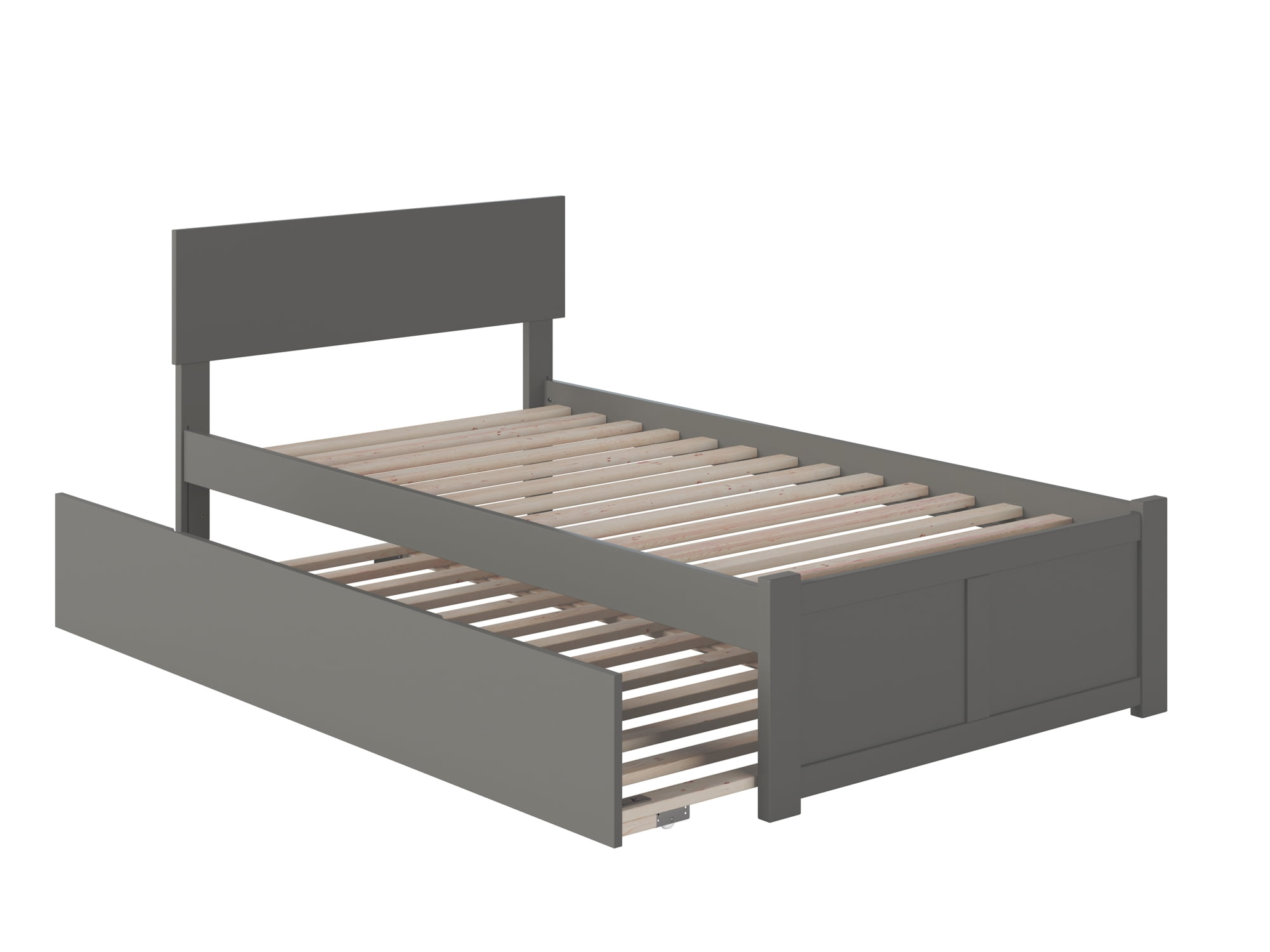 Ar8122019 Orlando Twin Platform Bed With Flat Panel Foot Board & Twin Urban Trundle Bed - Grey