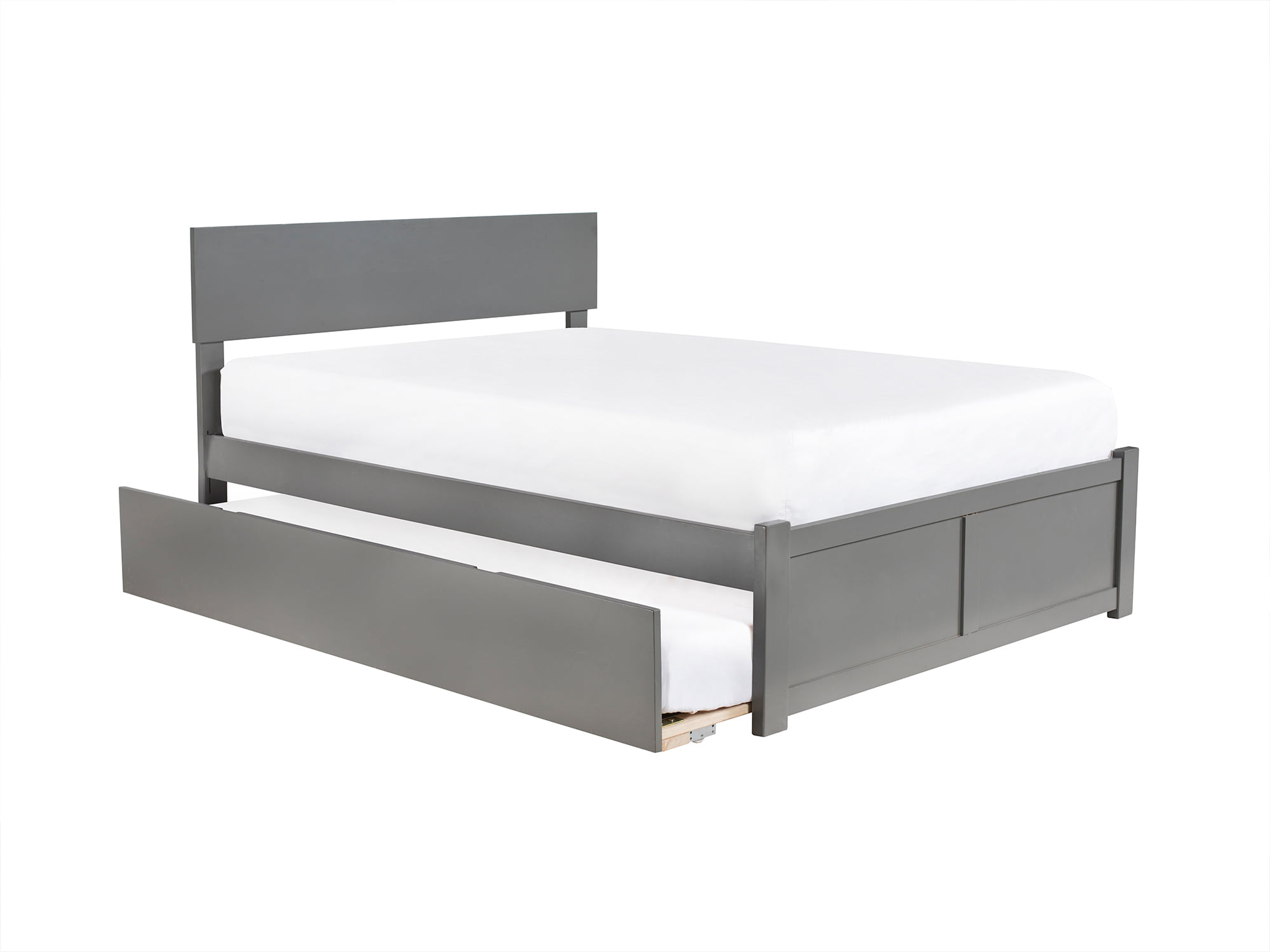 Ar8132019 Orlando Full Platform Bed With Flat Panel Foot Board & Twin Urban Trundle Bed - Grey