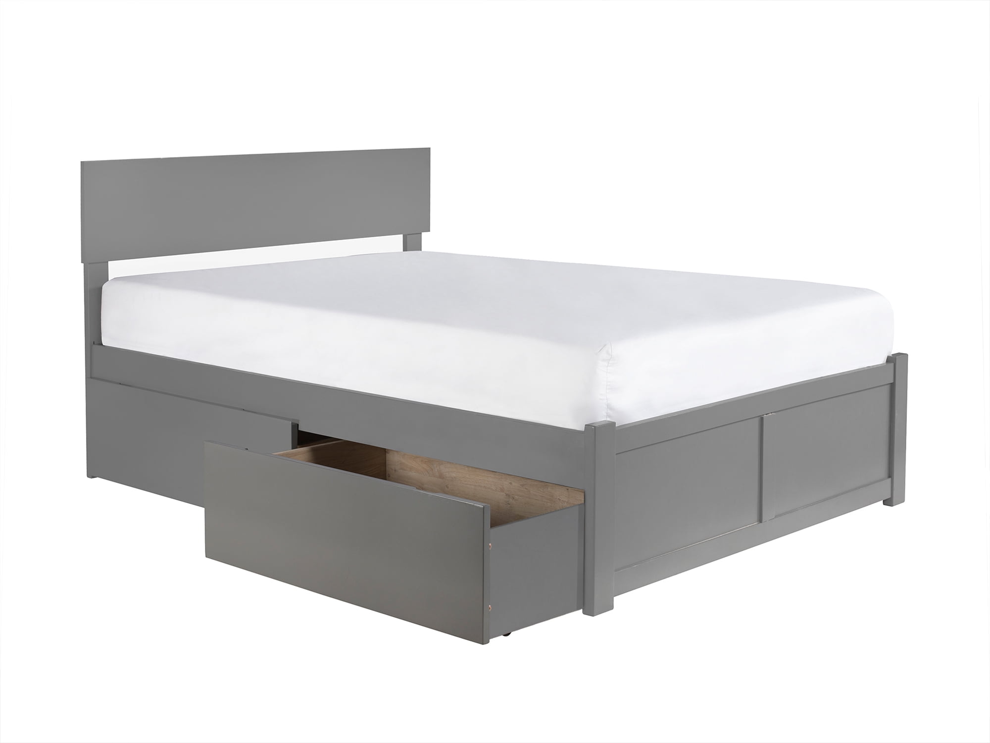 Ar8152119 Orlando King Platform Bed With Flat Panel Foot Board & 2 Urban Bed Drawers - Grey