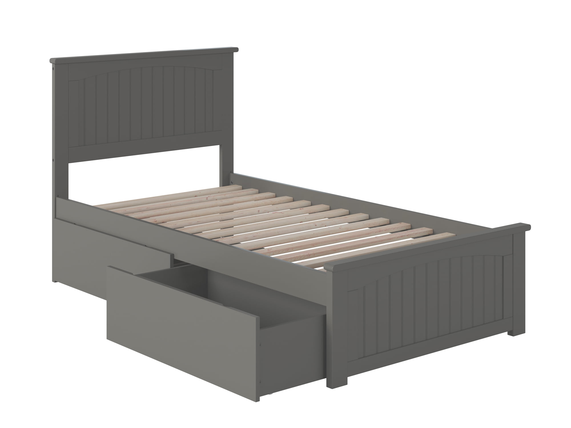 Ar8216119 Nantucket Twin Xl Platform Bed With Matching Foot Board With 2 Urban Bed Drawers - Grey