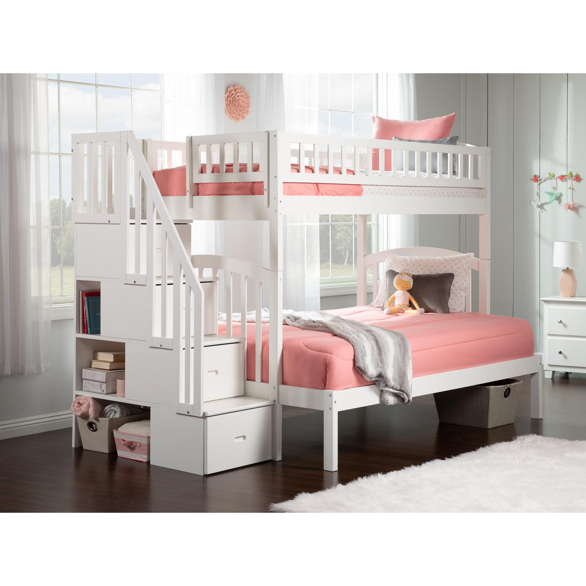 Ab65702 Westbrook Staircase Twin Over Full Bunk Bed, White