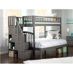 Ab65709 Westbrook Staircase Twin Over Full Bunk Bed, Grey