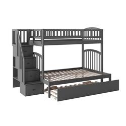 Ab65759 Westbrook Staircase Twin Over Full Bunk Bed With Twin Size Urban Trundle , Grey