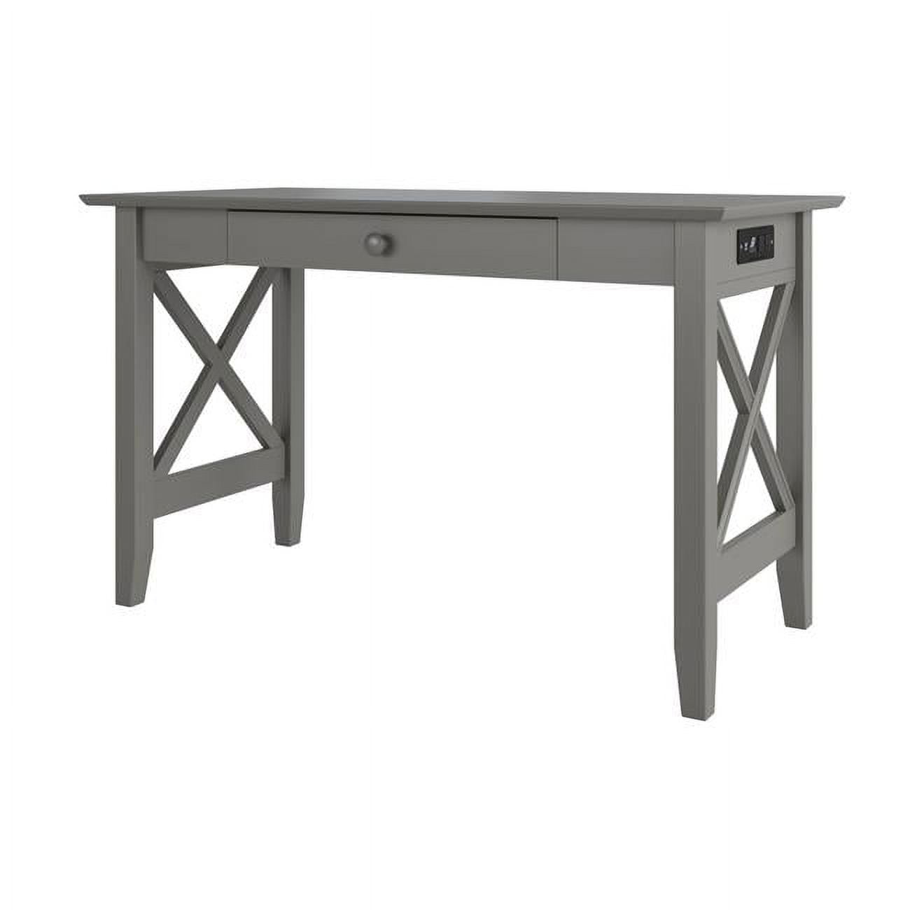Ah12249 24 X 48 X 29.38 In. Lexi Desk With Drawer & Charger, Grey