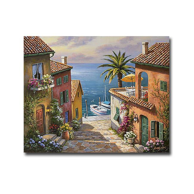 32404857ig The Villas Private Dock By Sung Kim Premium Oversize Gallery-wrapped Canvas Giclee Art - 32 X 40 In.