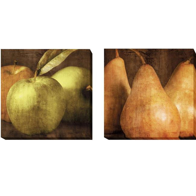 1212c785tg Apples & Pears By Caroline Kelly 2-piece Premium Gallery-wrapped Canvas Giclee Art Set - 12 X 12 X 1.5 In.