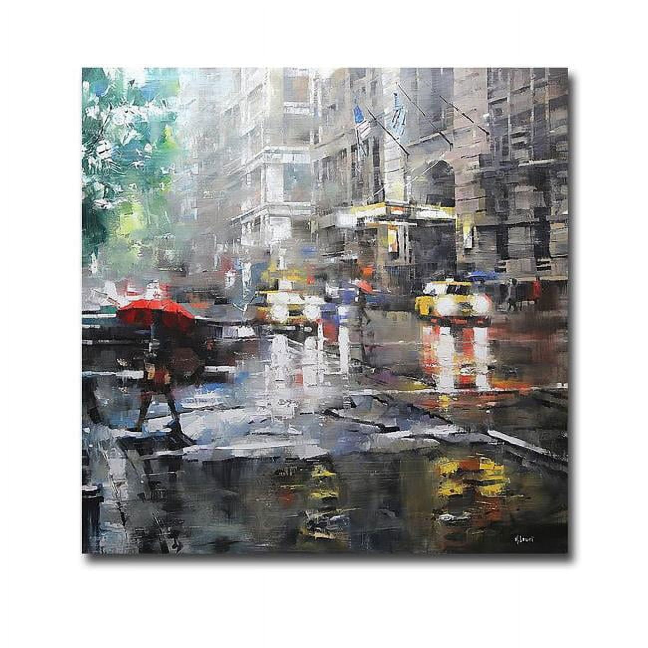 1212h473ig Manhattan Red Umbrella By Mark Lague Premium Gallery-wrapped Canvas Giclee Art - 12 X 12 X 1.5 In.
