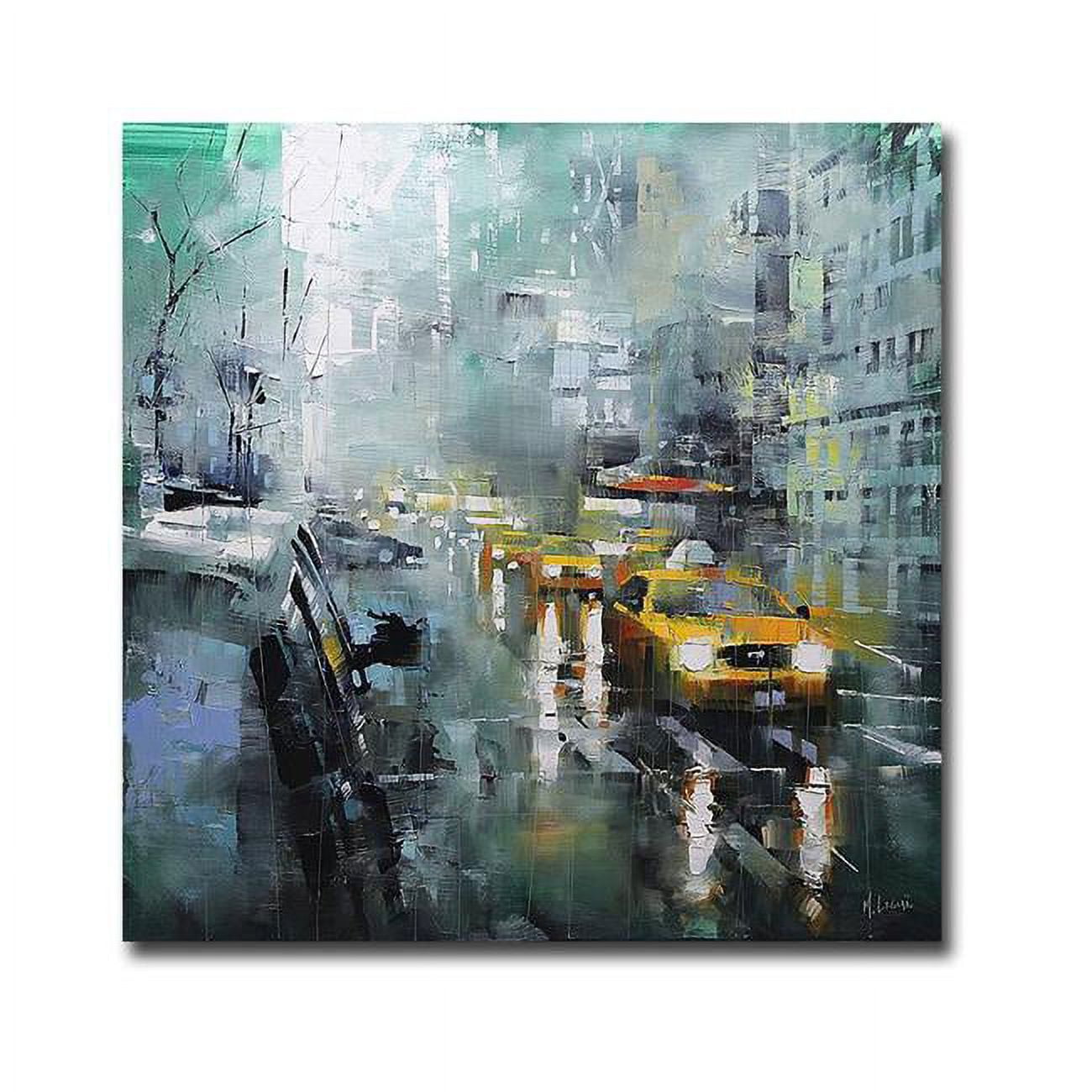 1212h475ig New York Rain By Mark Lague Premium Gallery-wrapped Canvas Giclee Art - 12 X 12 X 1.5 In.