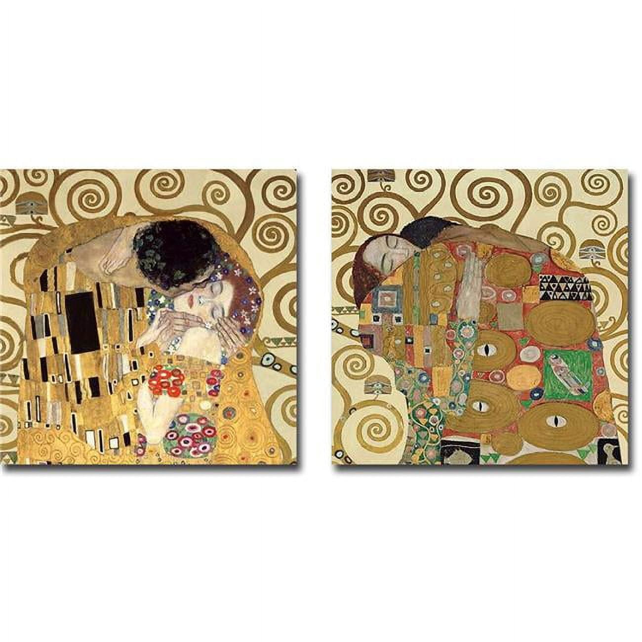 1212n504sag The Kiss & The Embrace By Gustav Klimt 2-piece Premium Gallery-wrapped Canvas Giclee Art Set - 12 X 12 X 1.5 In.