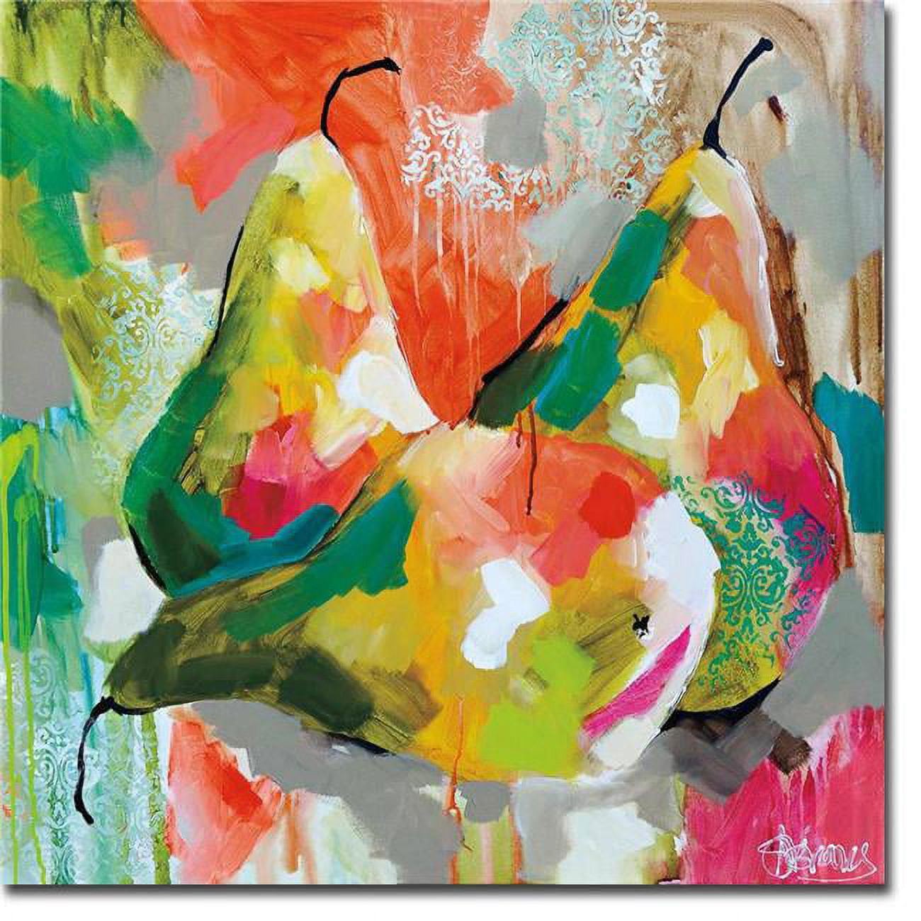 1212q279cg Sunlit Pears By Amanda Brooks Premium Gallery-wrapped Canvas Giclee Art - 12 X 12 X 1.5 In.