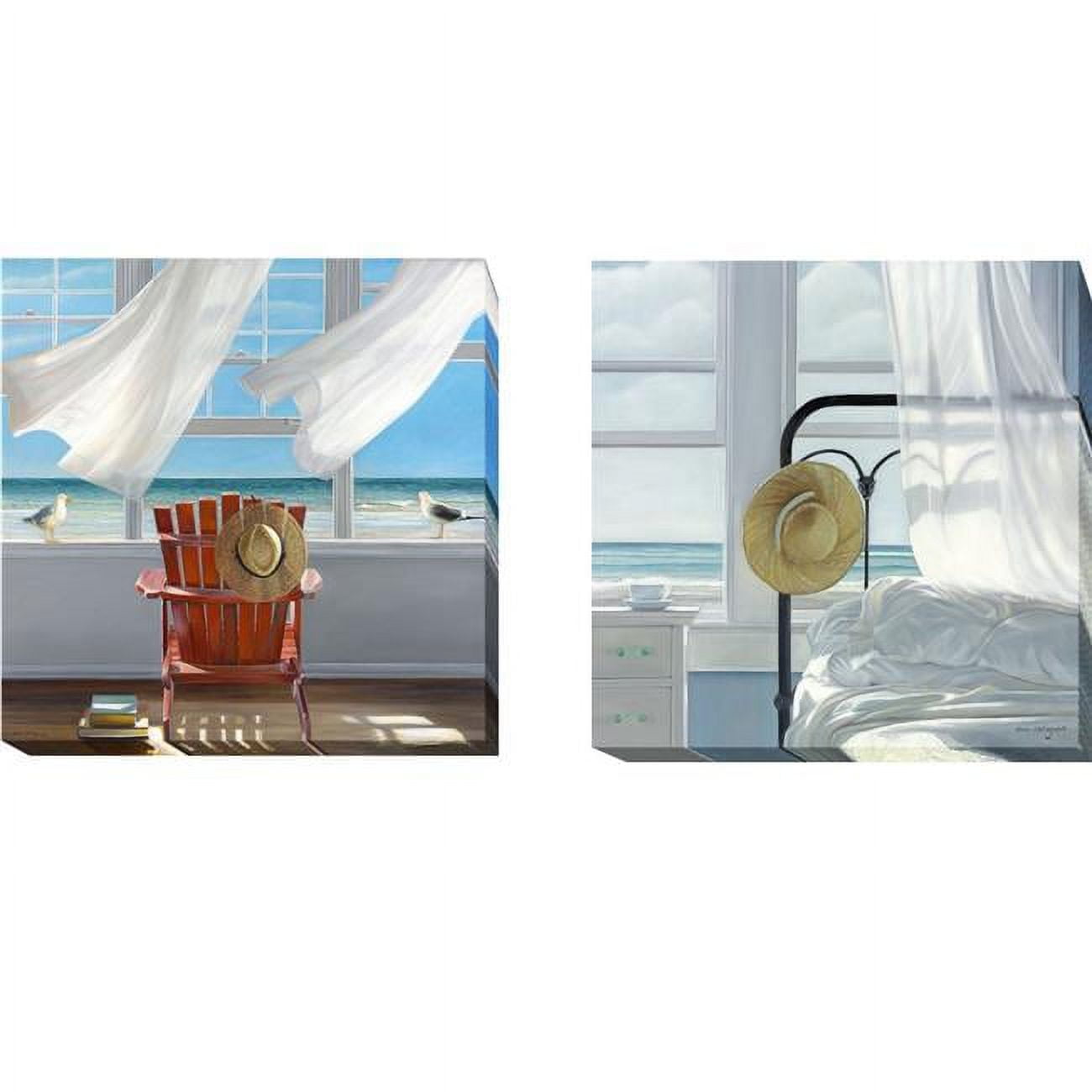1212v739ig Lookout & Sand In The Sheets By Karen Hollingsworth 2-piece Gallery-wrapped Canvas Giclee Art Set - 12 X 12 X 1.5 In.